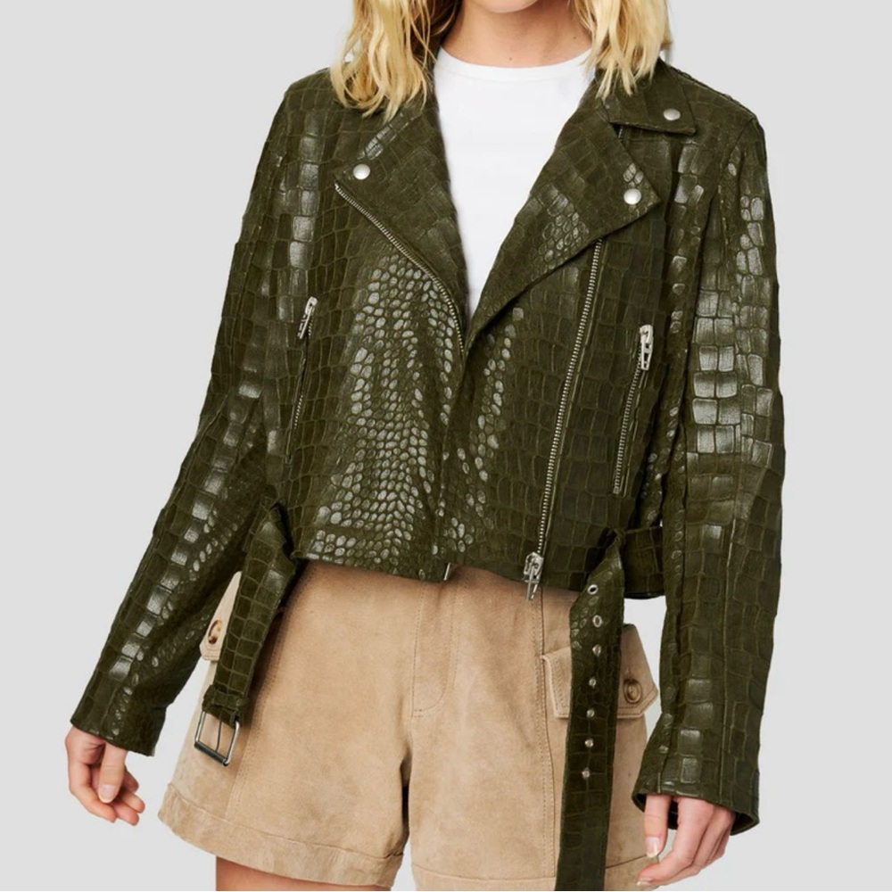 Blank NYC olive snakeskin jacket
